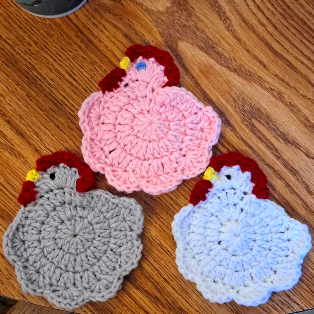 Chicken coaster pk 3 cotton crotche
